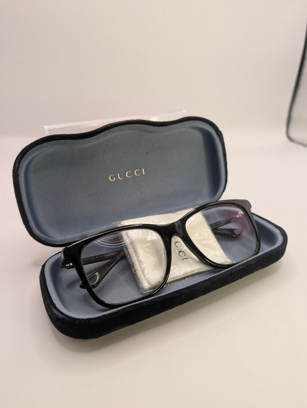 AUTH Gucci GG0018O Black Square Optical Frames Web Stripe Made in Italy w/ Case